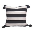 Ver imagem 1 de CAPA DE ALMOFADA QUADRADA LISTRADA PRETA COM POMPONS Almofadas Estilo