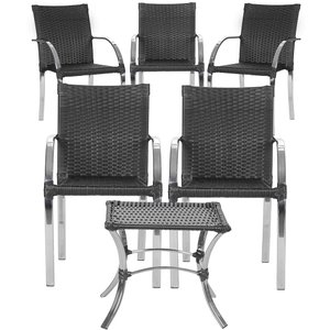 Jogo de 5 Cadeiras Ascoli com Mesa de Centro Preto