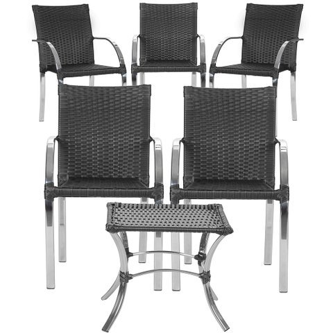 Jogo de 5 Cadeiras Ascoli com Mesa de Centro Preto