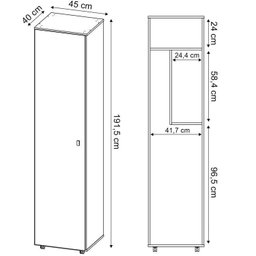 Conjunto Lavanderia Multiuso 2 Peças 1 Armário Aéreo AM3103 1 Armário Multiuso AM3100  - 3