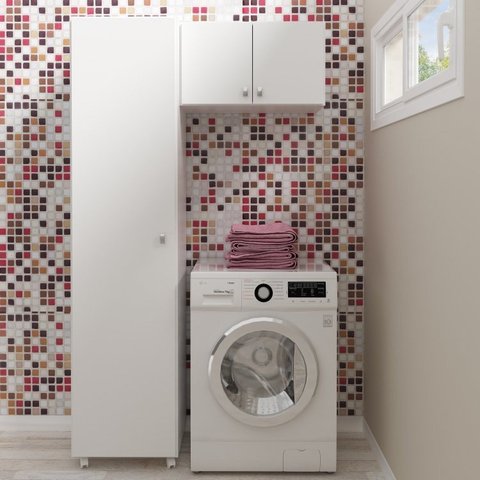 Conjunto Lavanderia Multiuso 2 Peças 1 Armário Aéreo AM3103 1 Armário Multiuso AM3100 