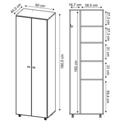 Conjunto Lavanderia Multiuso 3 Peças 1 Armário Multiuso 1 Balcão 1 Armário Aéreo AM3104  - 2
