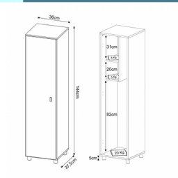 Conjunto Lavanderia Multiuso 2 Peças 1 Armário Aéreo AM3104 1 Armário Multiuso AM3107  - 9