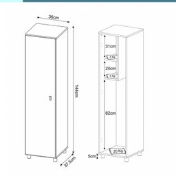 Conjunto Lavanderia Multiuso 2 Peças 1 Armário Aéreo AM3104 1 Armário Multiuso AM3107  - 7