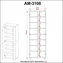 Conjunto Lavanderia Multiuso 2 Peças 1 Armário Multiuso AM3108 1 Armário Aéreo AM3104  - 5