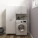 Ver imagem 1 de Conjunto Lavanderia Multiuso 2 Peças 1 Armário Multiuso AM3108 1 Armário Aéreo AM3104