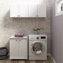 Ver imagem 1 de Conjunto Lavanderia Multiuso 3 Peças 1 Balcão BL3300 e 2 Armários Aéreos Alto AM3104