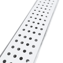 Ver imagem 2 de Grelha Pluvial 5x100 em Inox Branco Perfurado Moderno com Aro Borda de Piscina Varanda Gourmet