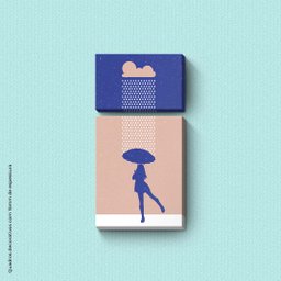Na Chuva com Guarda-chuva - Quadro ou Placa Decorativa com 2 Peças É Decoração Quadros e Placas Deco - 1