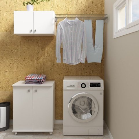 Conjunto Lavanderia Multiuso 2 Peças 1 Balcão BL3300 1 Armário Aéreo AM3103 