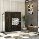 Ver imagem 2 de Armário Alto com Nichos e 05 Portas 161,5x135x42cm Wlan135 Carvalho Dark - Branco
