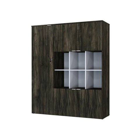 Armário Alto com Nichos e 05 Portas 161,5x135x42cm Wlan135 Carvalho Dark - Branco