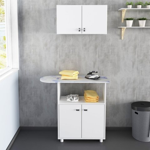 Conjunto Lavanderia Multiuso 2 Peças 1 Tábua de Passar TP3050 1 Armário Aéreo AM3103 