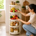 Ver imagem 5 de Estante Organizadora 5 Prateleiras Redondas Plastica Multiuso Frutas Legumes Cozinha Area Servico