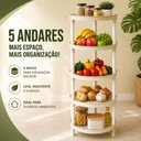 Ver imagem 3 de Estante Organizadora 5 Prateleiras Redondas Plastica Multiuso Frutas Legumes Cozinha Area Servico
