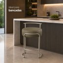 Ver imagem 6 de Banqueta Evans 75cm Metal Champagne Assento Estofado