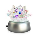 Ver imagem 1 de Enfeite Escultura de Vidro Flor de Lotus de 10cm com Base Espelhada Led Rgb Enfeite de Cristal Cor:c