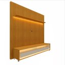 Ver imagem 2 de Rack com Painel Ripado para Sala com Rodízios 75 Polegadas Naturale Off White Ivern Shop Jm