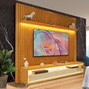 Ver imagem 1 de Rack com Painel Ripado para Sala com Rodízios 75 Polegadas Naturale Off White Ivern Shop Jm