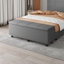 Ver imagem 2 de Baú Sapateira Estofada Casal 140 Cm Marte Corino - Skybox Cor Cinza