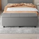 Ver imagem 1 de Baú Sapateira Estofada Casal 140 Cm Marte Corino - Skybox Cor Cinza