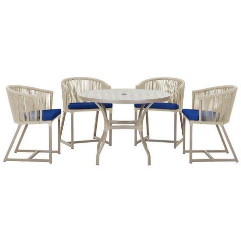 Mesa com 4 Cadeiras e Noronha Estofado 10 Trama Original Rami