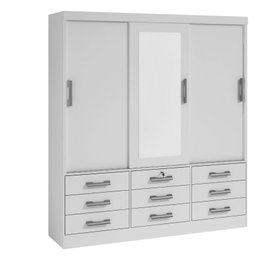 Guarda Roupa Casal 3 Portas 9 Gavetas Meridian D'Doro Branco - 1