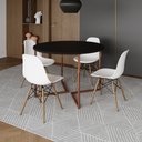 Ver imagem 1 de Mesa Jantar Industrial Redonda 110cm Preta Base V Cobre com 4 Cadeiras Eames Branca Base Madeira