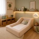 Ver imagem 1 de Cama Montessoriana Infantil Estofada Soft Proteção Lateral Bege Boucle