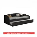 Ver imagem 4 de Sofá Cama Funny III 078 Com Cama Auxiliar Preto Fosco Conquista Móveis