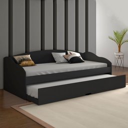 Sofá Cama Funny III 078 Com Cama Auxiliar Preto Fosco Conquista Móveis - 2