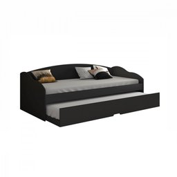 Sofá Cama Funny III 078 Com Cama Auxiliar Preto Fosco Conquista Móveis - 1
