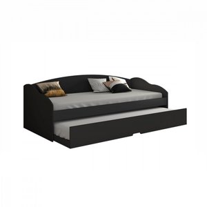 Sofá Cama Funny III 078 Com Cama Auxiliar Preto Fosco Conquista Móveis