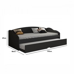 Sofá Cama Funny III 078 Com Cama Auxiliar Preto Fosco Conquista Móveis - 3