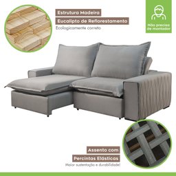 Sofá Retrátil e Reclinável 3 Lugares 260cm Molas Ensacadas Urban Paropas by Ecosono - 3 Sofá Retrátil e Reclinável 3 Lugares 260cm Molas Ensacadas Urban Paropas by Ecosono - 3