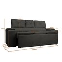 Ver imagem 2 de Sofá com Porta Copos Retrátil e Reclinável Siena 2,05m Velosuede - Netsofas - Chumbo
