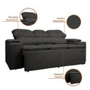 Ver imagem 5 de Sofá com Porta Copos Retrátil e Reclinável Siena 2,05m Velosuede - Netsofas - Chumbo