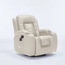 Ver imagem 1 de Cadeira com Massagem Poltrona do Papai Giratória Reclinável Manual Austin Aquecimento PU Bege G94 -