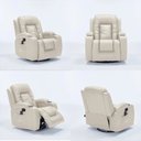 Ver imagem 3 de Cadeira com Massagem Poltrona do Papai Giratória Reclinável Manual Austin Aquecimento PU Bege G94 -