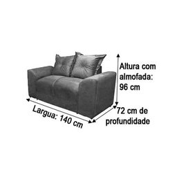 Sofá 2 Lugares Preto 601 Porto - 4