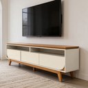 Ver imagem 2 de Rack para Sala de Estar TV 75 pol 200cm Pés Retrô Milene M07 Cinamomo Off White - Lyam Decor