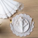 Ver imagem 7 de Jogo Americano Bordado Poá Kit 12 Pçs Guardanapo Mesa Posta Elegante Branco e Marfim