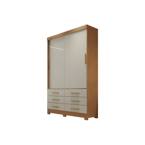 Guarda Roupa Solteiro 2 Portas 6 Gavetas - Capri-cumaru/fendi - Móveis Novo Horizonte