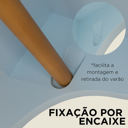 Prateleira Porta Fraldas com Varão Cabideiro Azul Mdf 15mm Reforçado Pintado Quarto Bebê - Organizze - 5