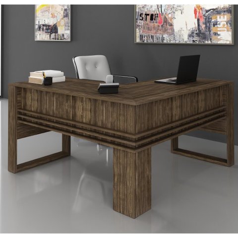 Mesa para Escritório em L 136 cm - Nogal
