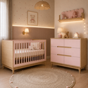 Ver imagem 1 de Berço e Cômoda 6 Gavetas Rosa Infantil Marca Quater