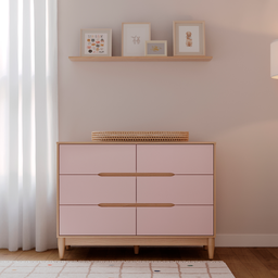 Berço e Cômoda 6 Gavetas Rosa Infantil Marca Quater - 2