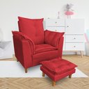 Ver imagem 2 de Poltrona de Amamentação com Puff Laura Suede Vermelho - Pallazio