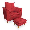 Ver imagem 1 de Poltrona de Amamentação com Puff Laura Suede Vermelho - Pallazio