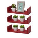 Ver imagem 2 de Kit 3 Prateleiras U 40 X 15cm Vermelha Suporte Invisível